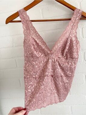 Y2K Dusty Pink Stretch Lace Babydoll Cami Empire Waist Sz S